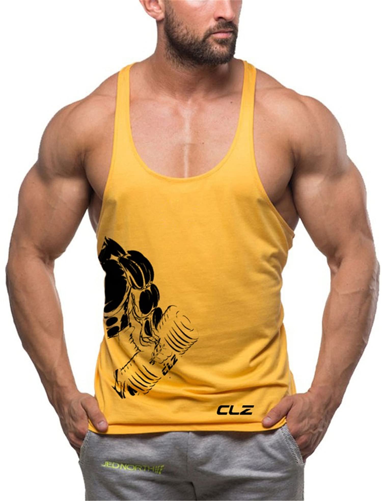 Cabeen Men's Muscle Stringer Vest Bodybuilding Gym Tank Tops Workout Train Wear Cotton