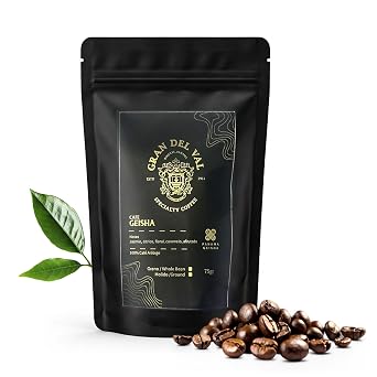 Gran Del Val Panama Geisha Coffee Whole Beans, Washed Light Roast, 75g