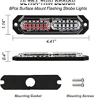 Vista 5 de ASPL 8 luces estroboscópicas ultra delgadas de 12 LED para montaje en superficie, luces estroboscópicas intermitentes para camión, automóvil