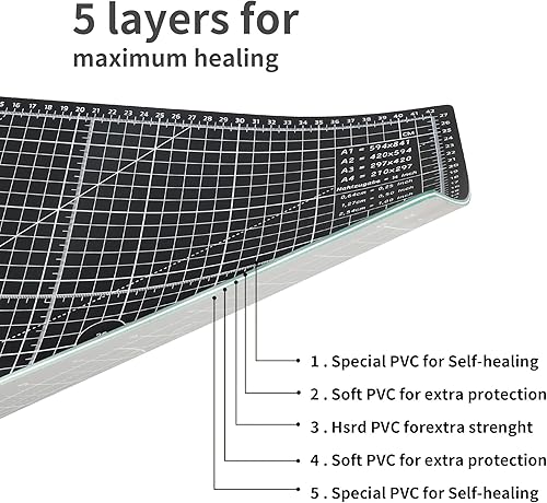 Miniatura 4 de Alfombrilla de corte autocurable de 12 x 18 pulgadas, alfombrilla giratoria profesional de doble cara, duradera, antideslizante, para álbumes de