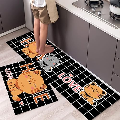 Miniatura 10 de Juego de alfombras de cocina antideslizantes y alfombras de cocina, juego de pasillo con respaldo de goma duradero, felpudo lavable a máquina, 16 x