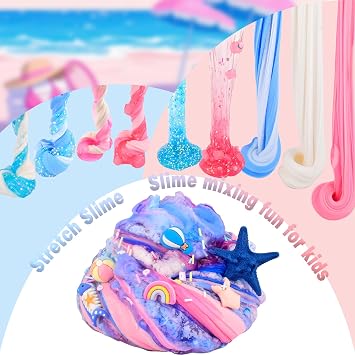 6 Pack Slimes, Pink & Blue Slime kit, Cloud Butter & Clear Slime, Party Favors, Sensory Toys for Kids Girls Boys Ages 4-12, Goodie Bag Stuffers, Birthday Gift Ideas Cute Stuff