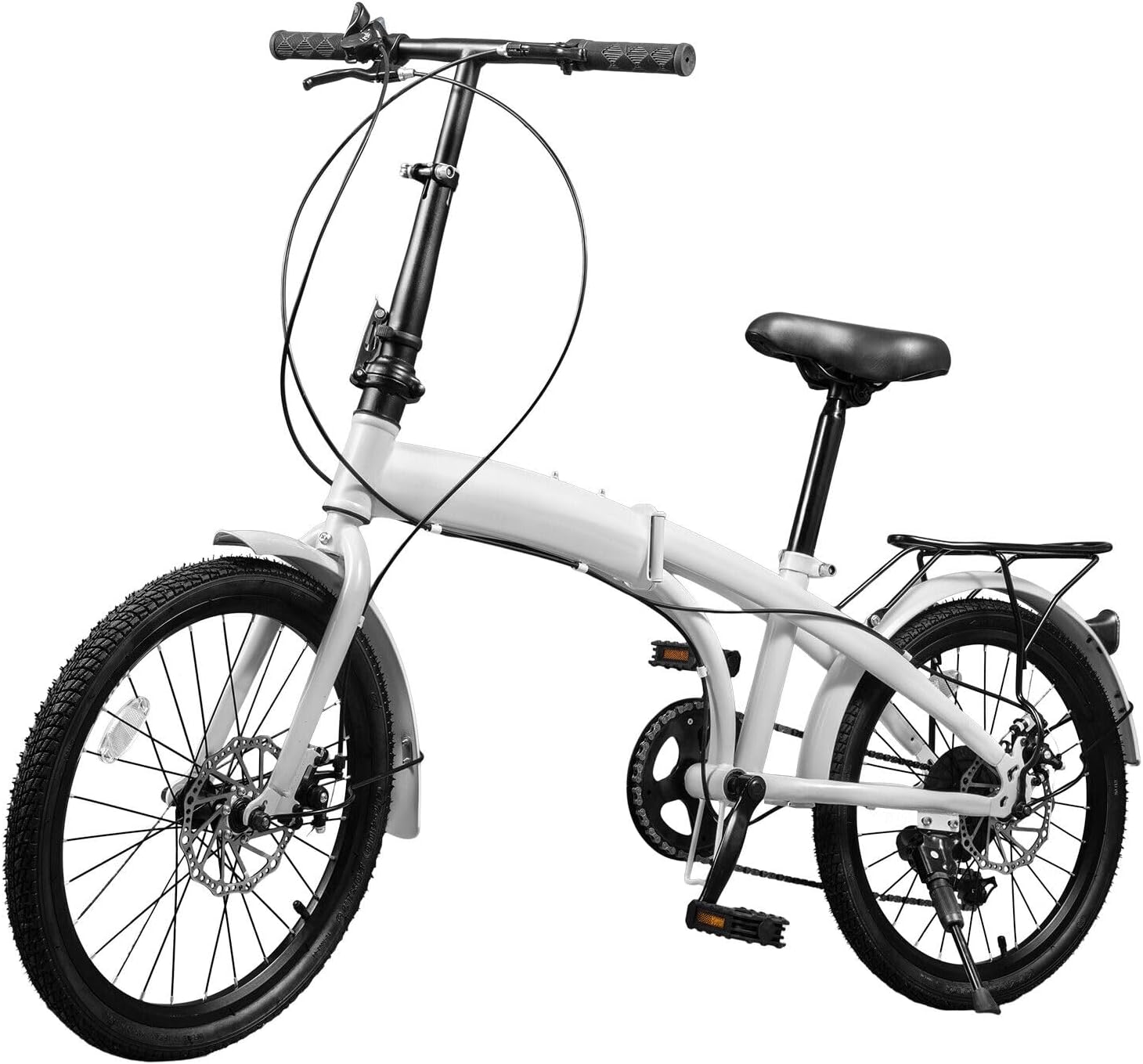 20" Foldable Bicycle, 7 Speed Non-Slip Folding Bike W/Dual Disc Brake & Adjustable Design, Folding Bikes for Adult City Commuter Bicycle