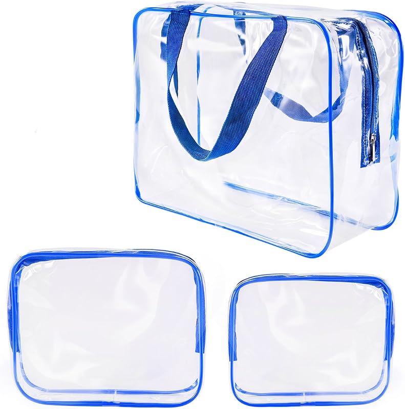 Kit ROYBENS com 3 necessaires transparentes de PVC para viagem