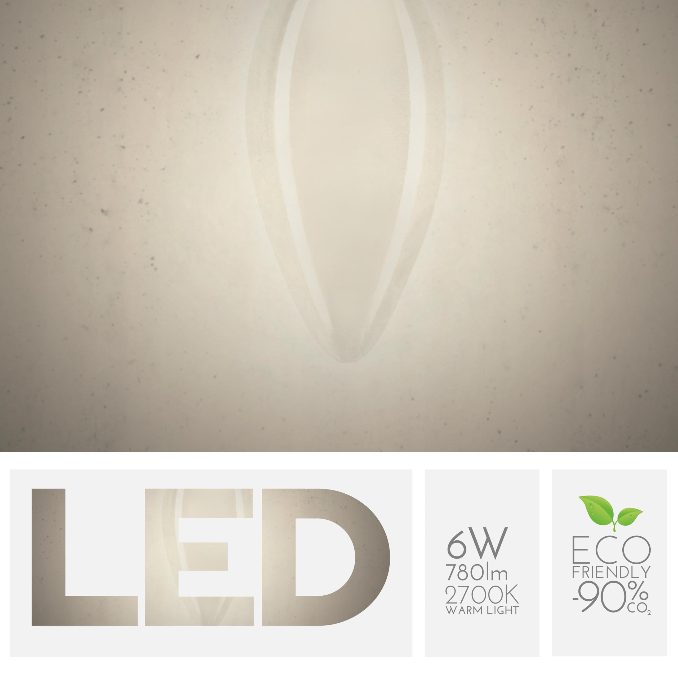 Lampadina Oliva 6W Pari a 60W, E14, Vetro Milky, 2700K Luce Naturale, filamento LED dritto, 780 Lumen, Pack 10 Pezzi
