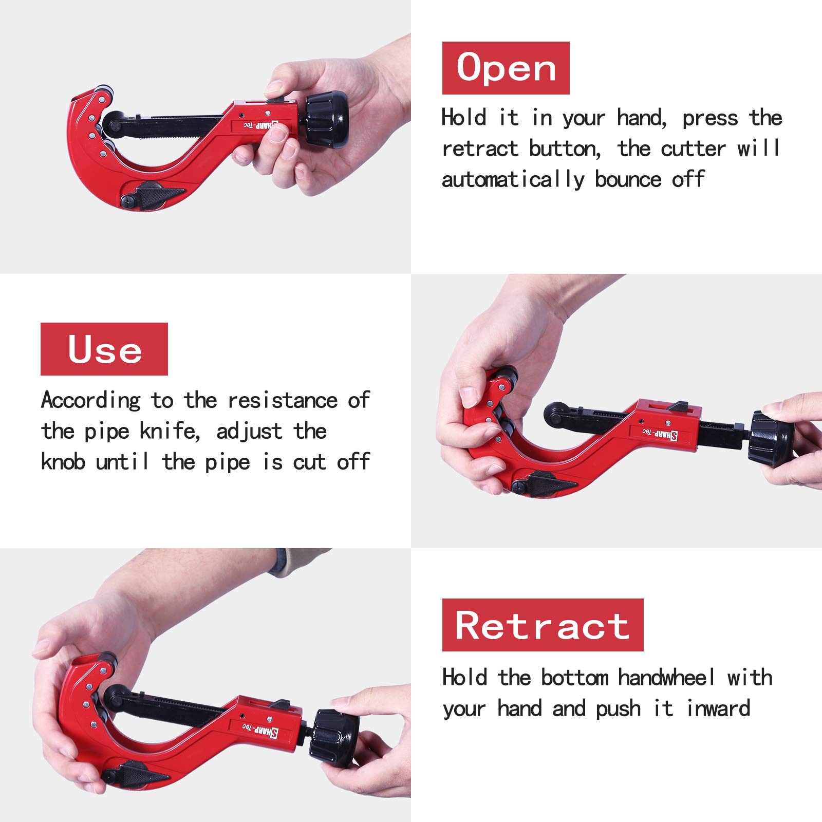 Sharp-tec 6-64mm Pipe Cutter, Adjustable Tube Cutter with Aluminum Alloy Body - Image 3