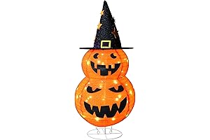 Light Up Halloween Pumpkins, Plug in Outdoor Halloween Decor Pre-lit 50 Orange...