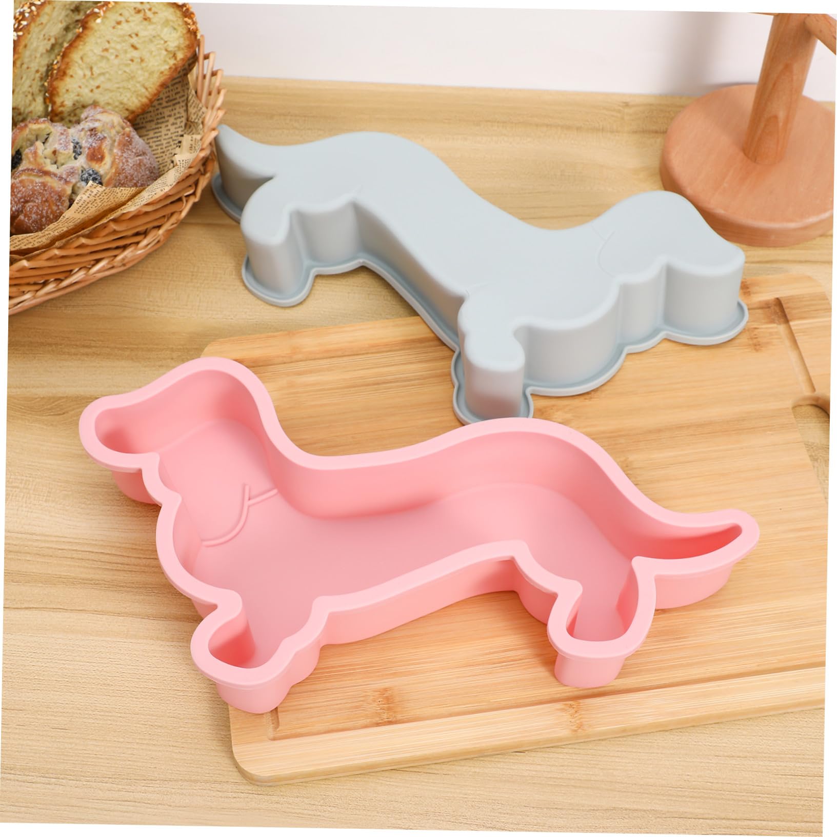 Molde de Silicona Antiadherente para Dulces en Forma de Perro, Resistente al Calor, 2 Piezas para Hornear Pasteles y Golosinas en Cocina DIY