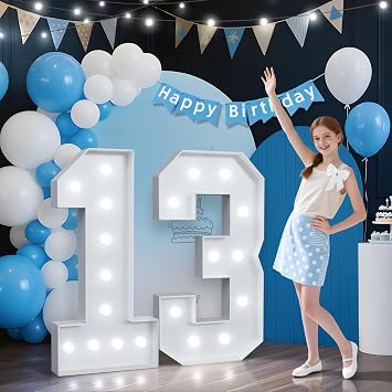 4FT Large Light Up Marquee Numbers 13 for 13th Birthday Party Decorations