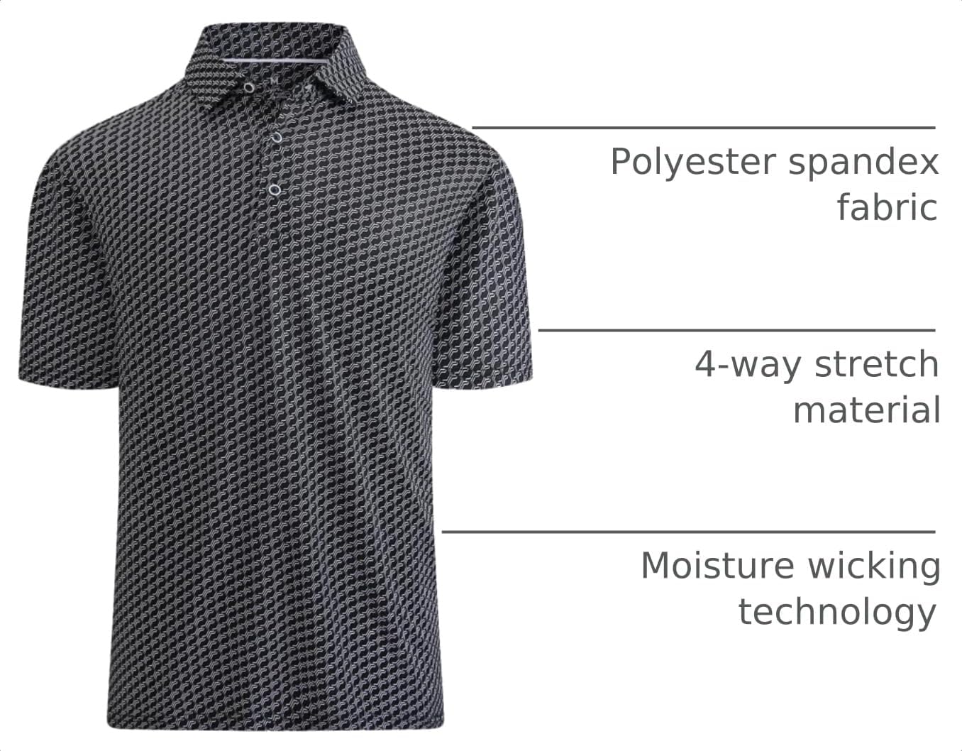 Mens Golf Shirts Short Sleeve Moisture Wicking Dry Fit Performance Athletic Polo Shirt