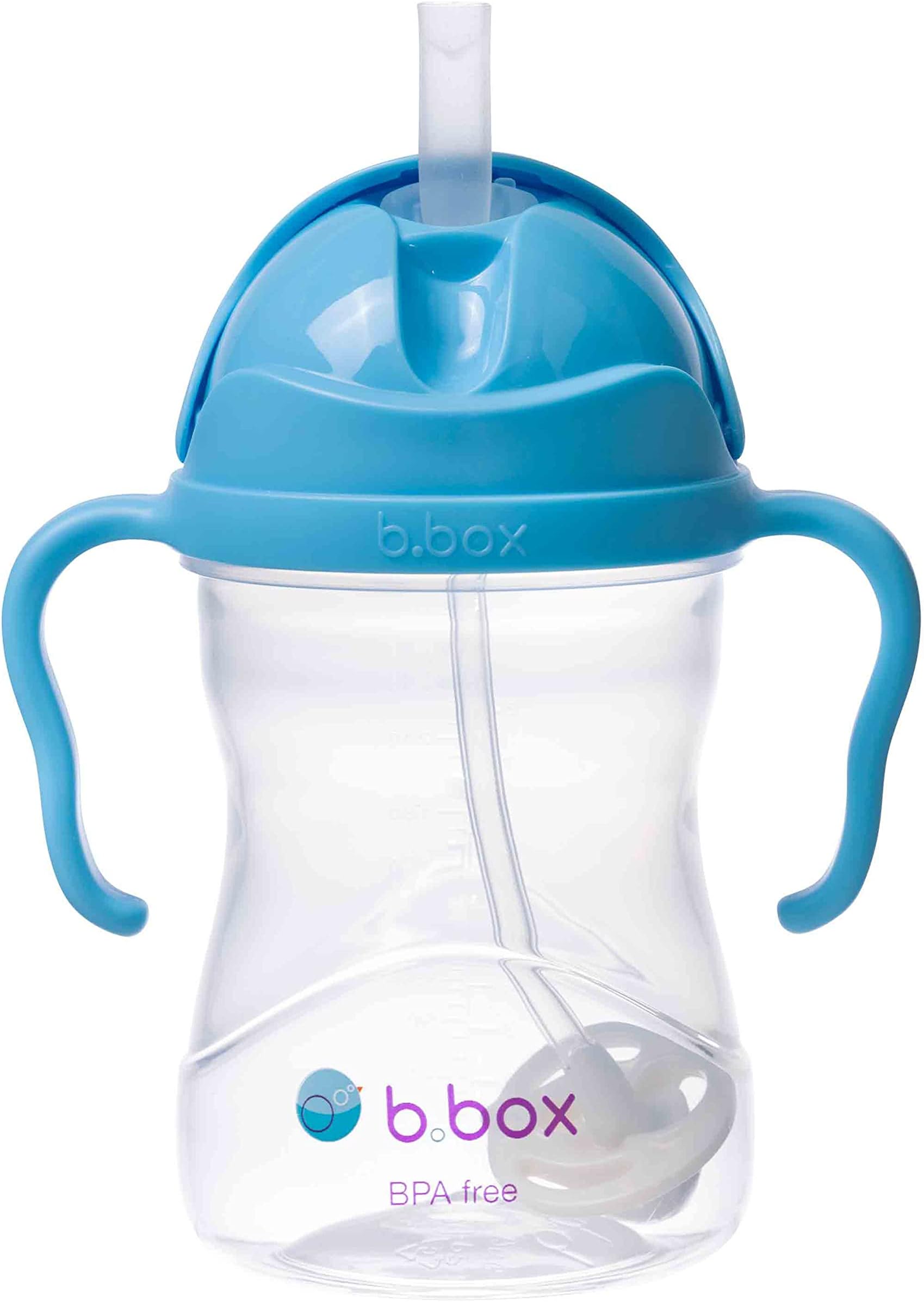 b.box Sippy Cup | Drink from any Angle | Fliptop, Weighted Straw, Leak Proof & Easy Grip | BPA Free, Dishwasher safe | From 6m+ | 240ml/8 oz (Blueberry)
