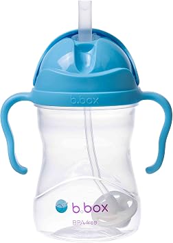 b.box Sippy Cup | Drink from any Angle | Fliptop, Weighted Straw, Leak Proof & Easy Grip | BPA Free, Dishwasher safe | From 6m+ | 240ml/8 oz Blueberry