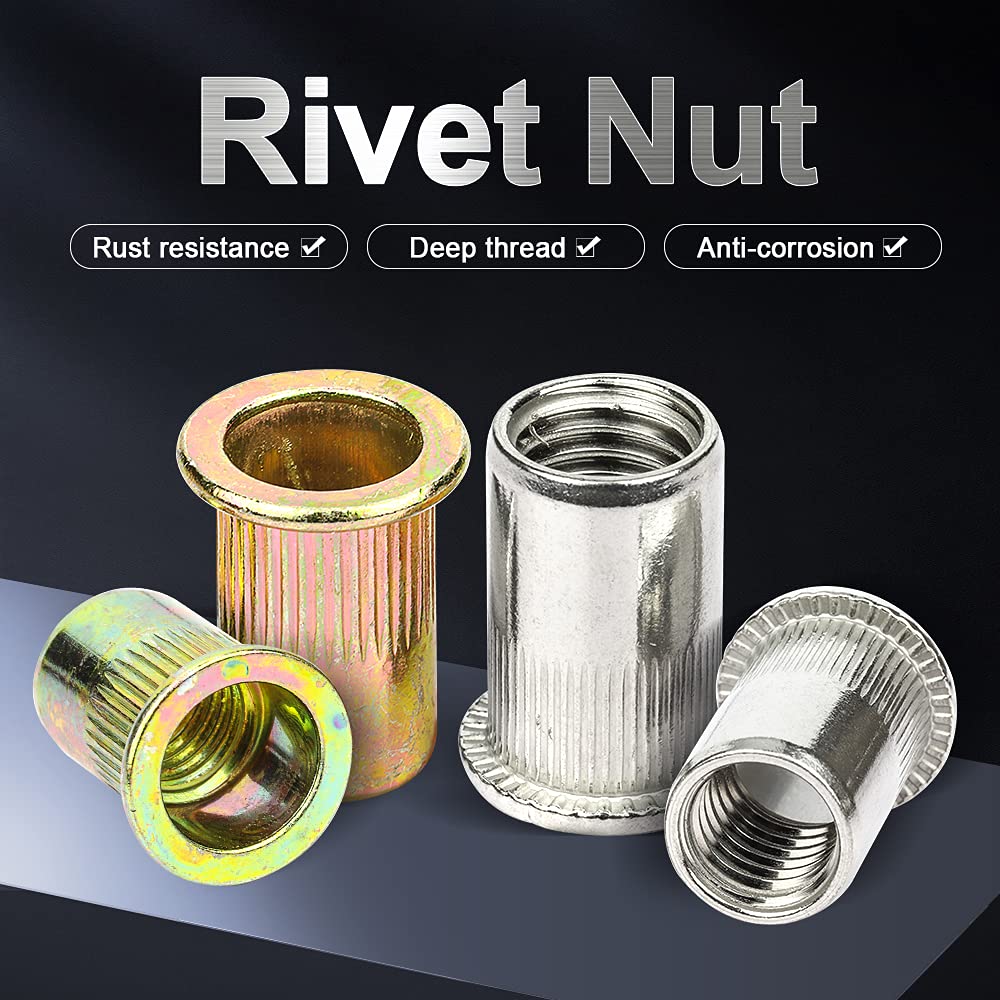 Kit di dadi per rivetti in alluminio M3 M4 M5 M6 M8 M10 M12 Set di dadi per rivetti ciechi Acciaio inossidabile Kit di dadi per inserti filettati in acciaio al carbonio-304 M3-M12