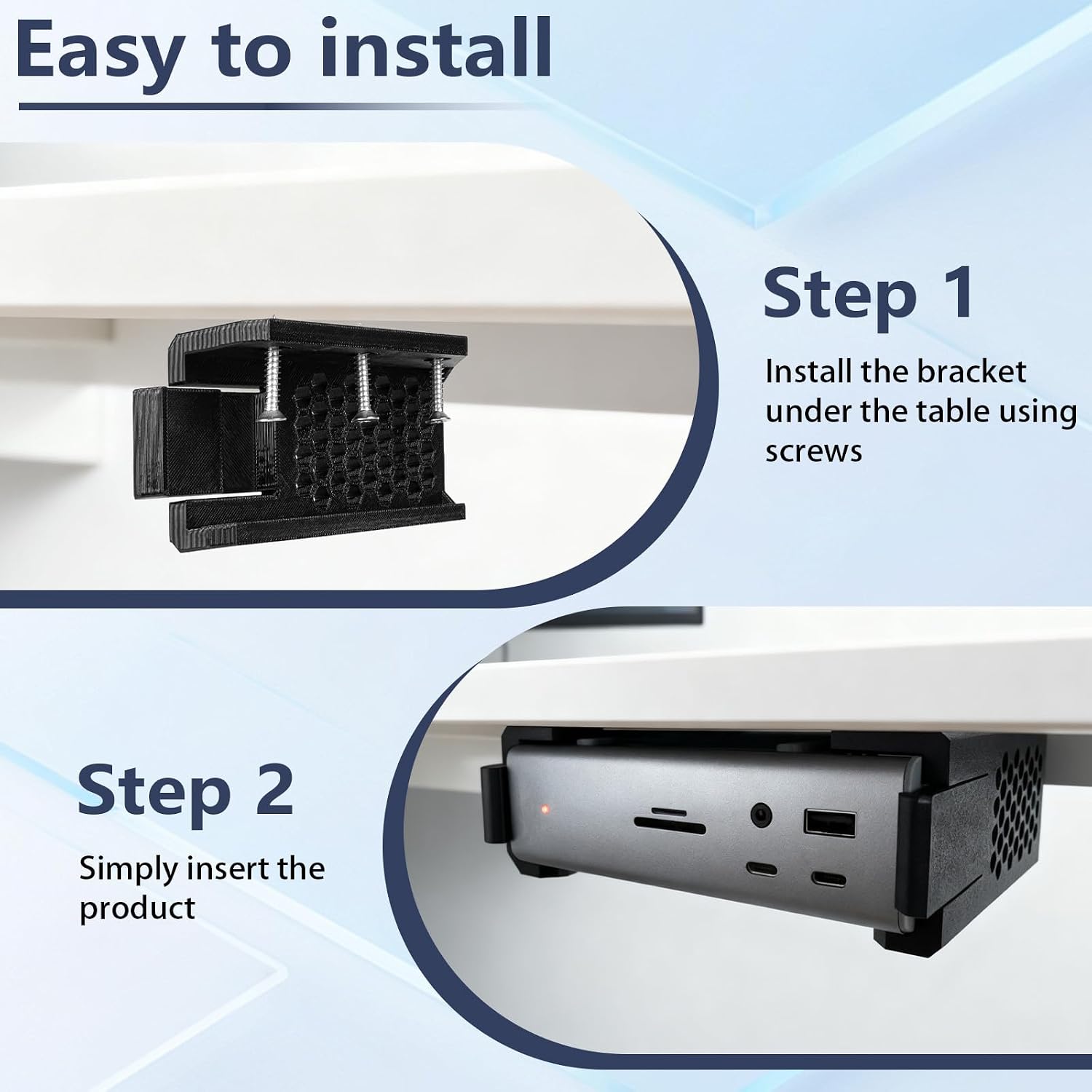 Under Desk Mount Bracket Compatible with CalDigit TS5 Plus Dock, Secure Clip-in Design, Heat Distribution
