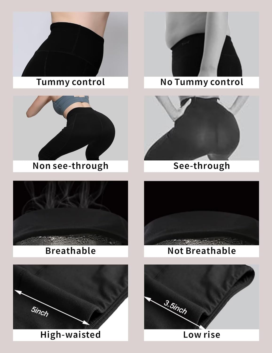 3 Pack Leggings with Pockets for Women,High Waisted Tummy Control Soft Yoga Pants for Workout,Active,Running,Lounge - Image 4