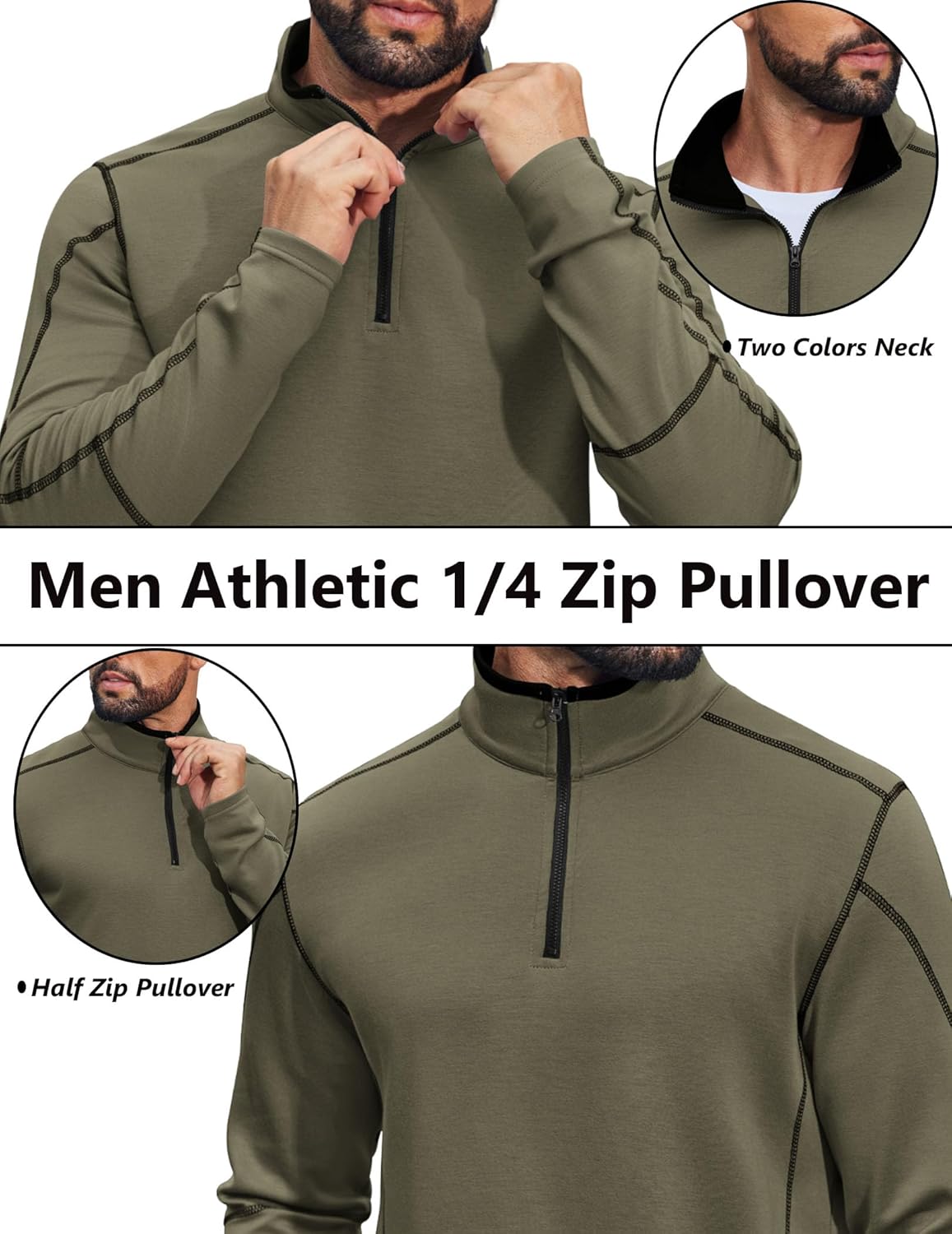 COOFANDY Men's Athletic Quarter Zip Up Pullover Long Sleeve Running Shirt 1/4 Zip Fall Active Sport Workout Golf Sweatshirt - Image 2