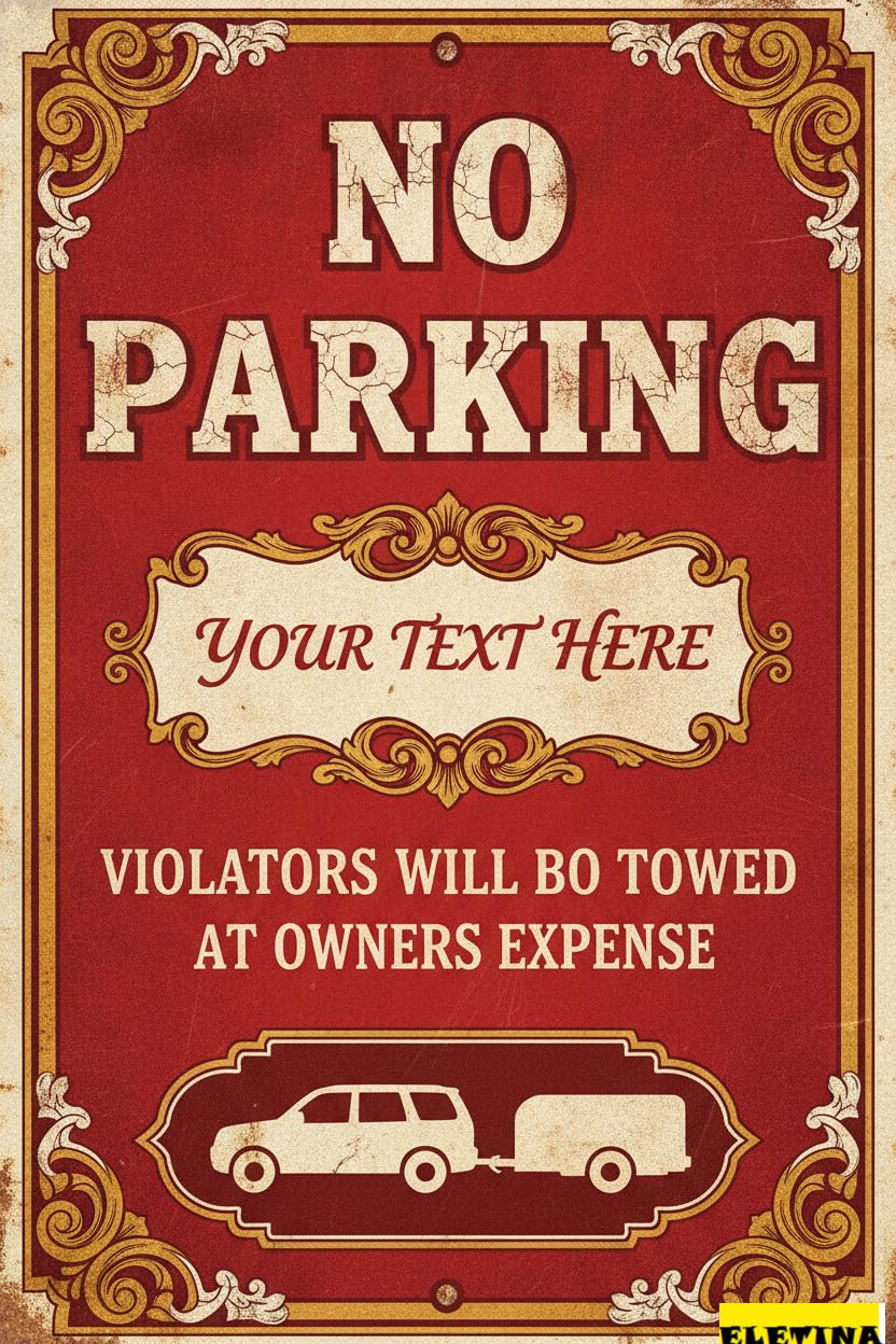 No Parking Custom Text Metal Warning Symbol Sign Driveway High Way Street Gate Yard Decor 8x12in