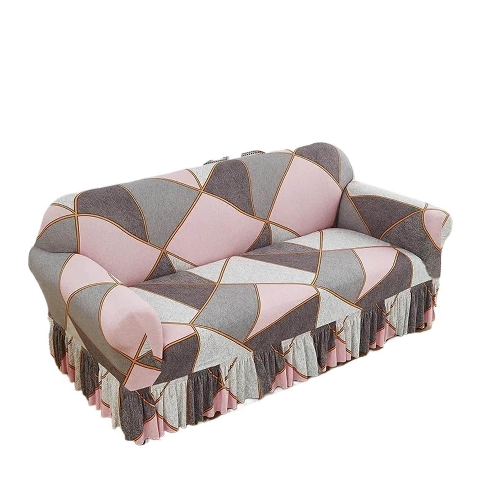 CHAKEUZND sofa slipcovers， Elastic Printed Sofa Slipcover With Skirt Multicolor Multiple Sizes(Color 04,4seater(235-300cm))