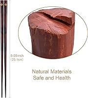 Vista 3 de GLAMFIELDS Palillos reutilizables japoneses de madera natural estilo clásico 5 pares Palillos ligeros tallados a mano seguros 22.5cm/8.8 pulgadas
