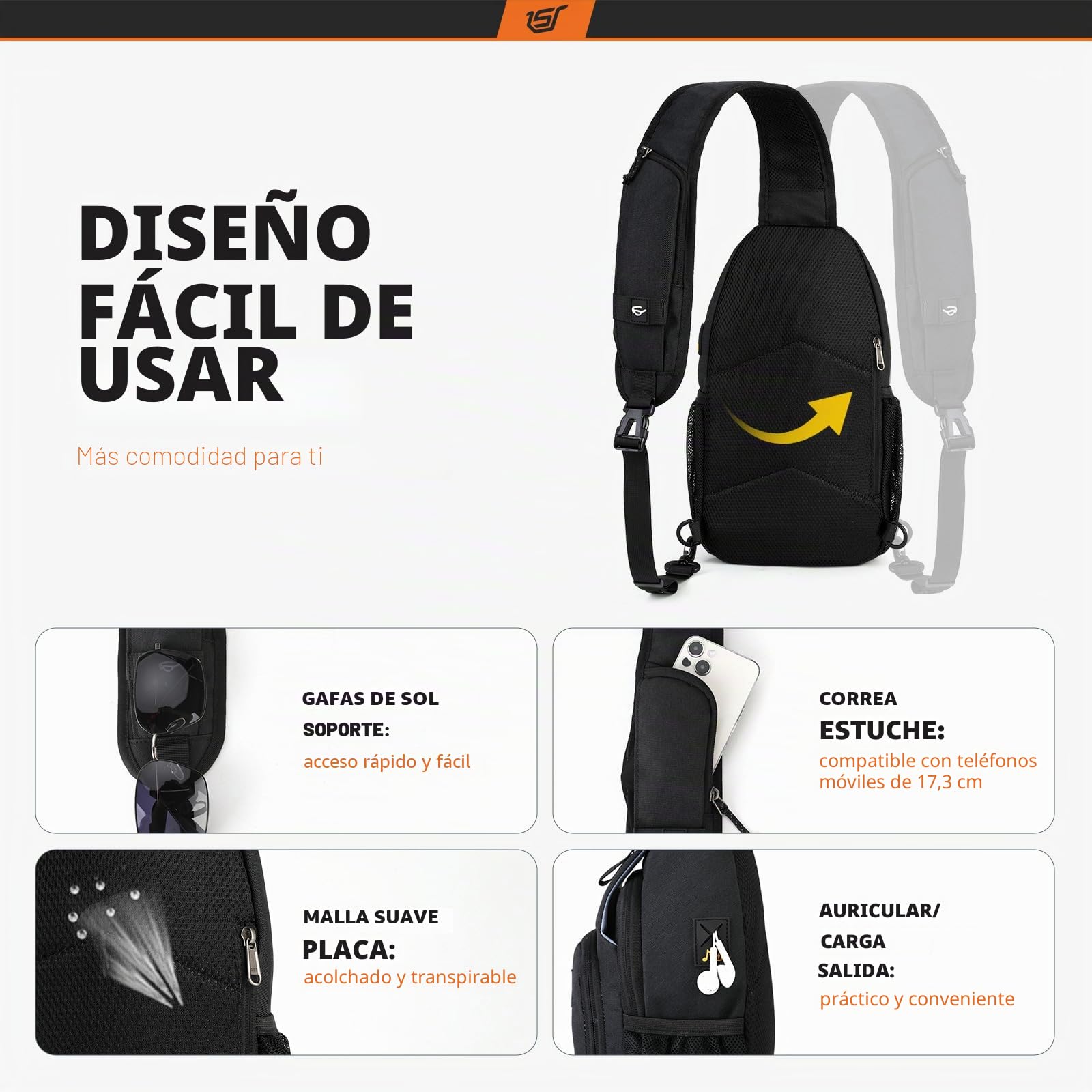 SKYSPER Bolsos Cruzados Antirrobo con Protección RFID Bolsa de Pecho Bandoleras Pequeñas para Viajes Deportes Casual