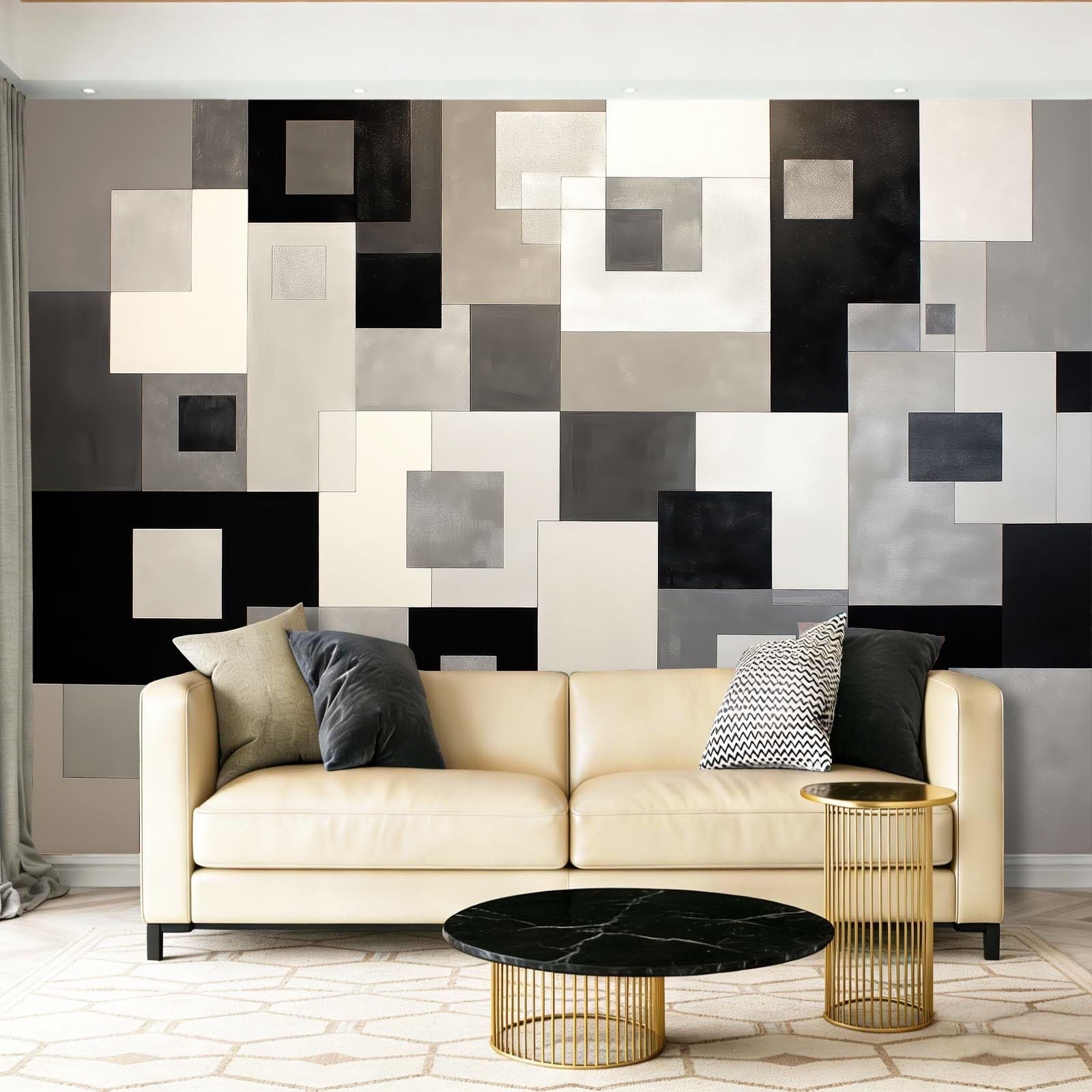 Fototapeta nowoczesna sześcienna geometryczna abstrakcyjna tapeta ścienna szary czarny plakat fotograficzny do sypialni salonu TV ściana 400 x 280 cm