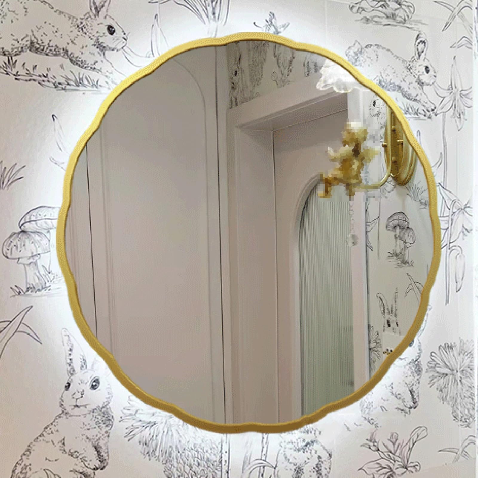 SXFSDOU LED Bathroom Mirror with Dimmable Lights and Touch Sensor, Wall Mounted Illuminated Vanity for Makeup Decoration