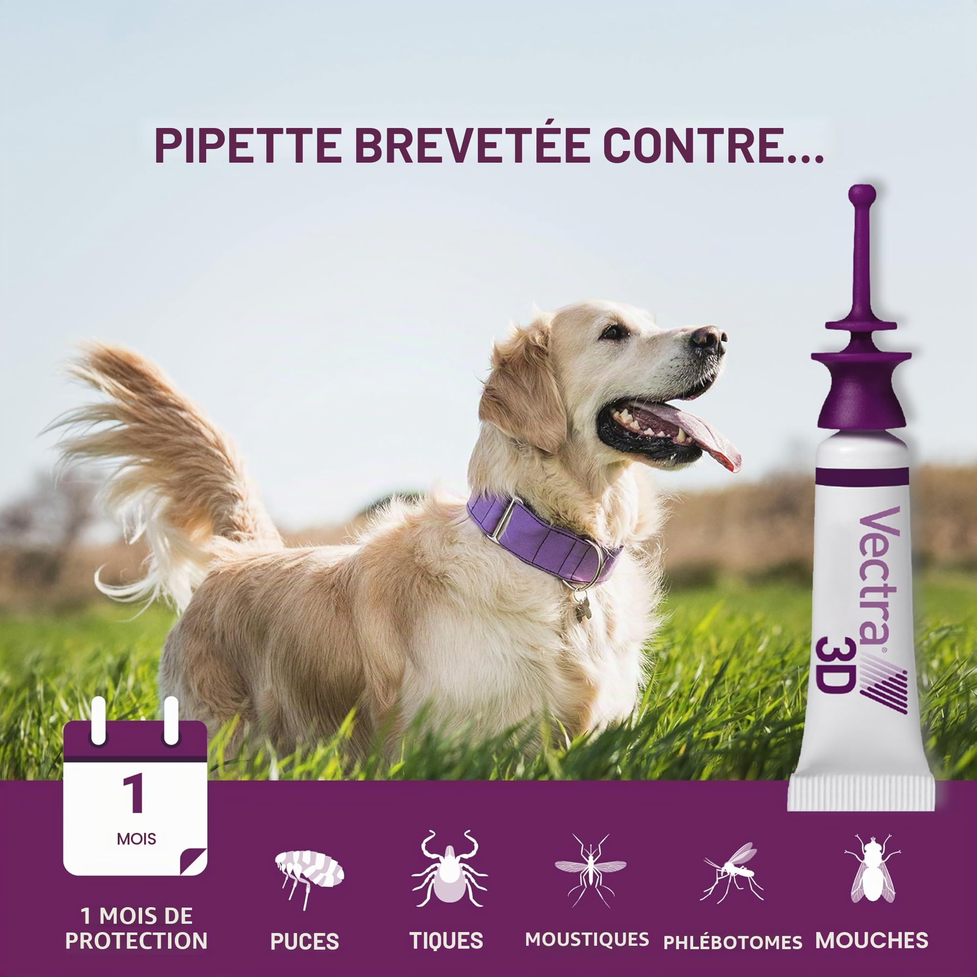 Vectra Vectra 3D Spot-on Solution 3 pipettes 8 ML pour Chiens 40 kg Rouge