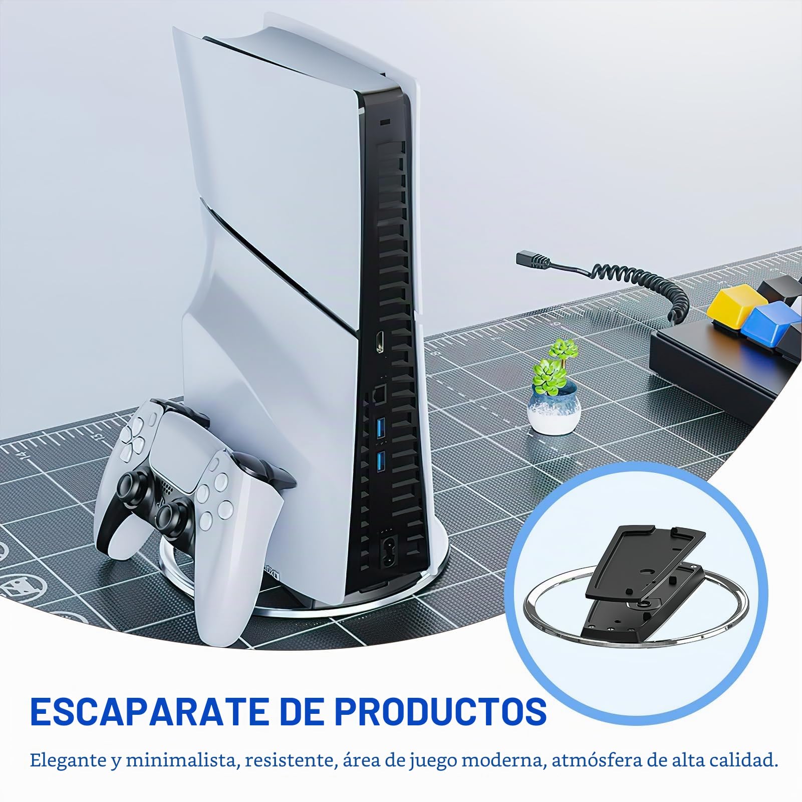 Soporte vertical compatible con PS5 Slim, soporte vertical de acero inoxidable ABS, accesorios para consolas de juegos, proporciona estabilidad y disipación de calor, base ultrafina para