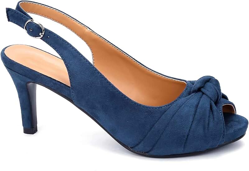 navy kitten heel pumps