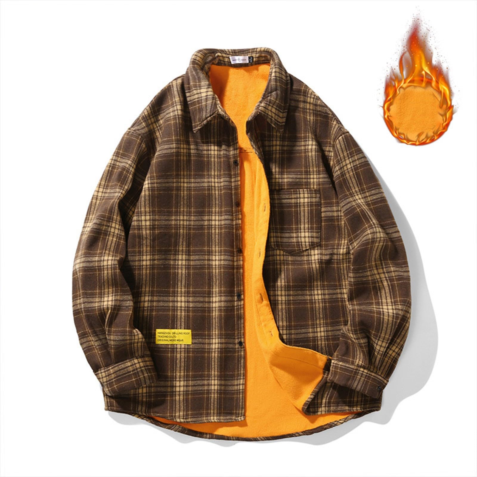 Chemise de travail à carreaux pour homme - Chemise thermique à carreaux - En flanelle épaisse - Doublure - Automne - Hiver - Chemise bûcheron