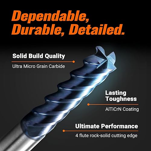 Miniatura 4 de ACCUT I4KES - Fresa cuadrada de carburo de 14 de pulgada, broca de fresado de 4 flautas para acero, acero de forja, acero endurecido, cobre,