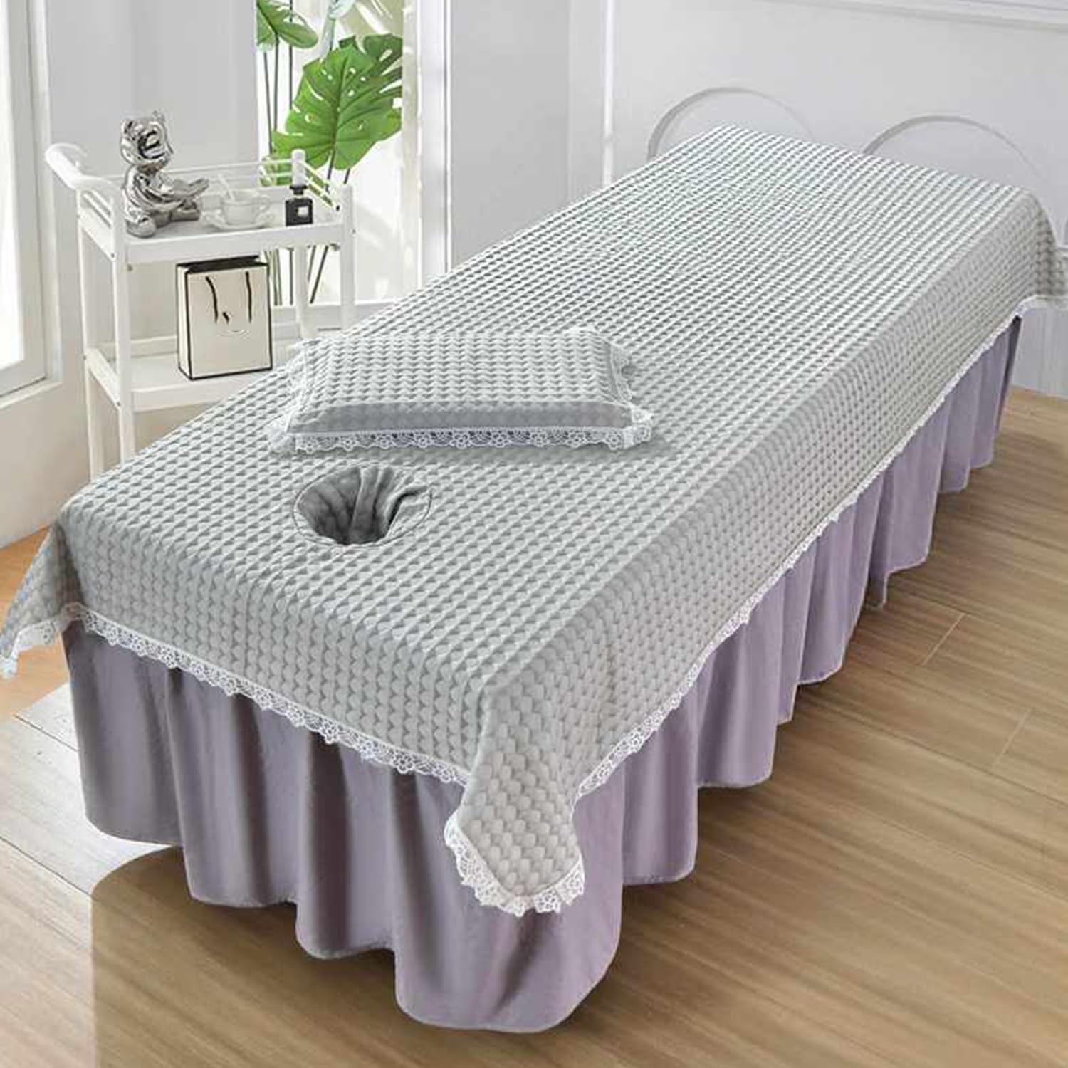 LDLCYCN Massage Table Sheet Spa Beauty Bed Cover with Face Hole for Salons Therapist