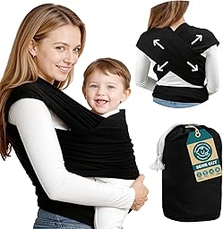 Fular Portabebé para recién nacidos, Pañuelo Porteo Ergonómico, Bufanda de transporte manos libres ligera, Porta Bebés de Tela Suave y Elástico, Fular Porteo Mochila multiusos apropiada hasta 15 kg