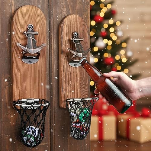Miniatura 10 de Regalos de cerveza: abridor de botellas montado en la pared, abrebotellas de madera con magnético, sacacorchos montado en la pared para nevera, buen