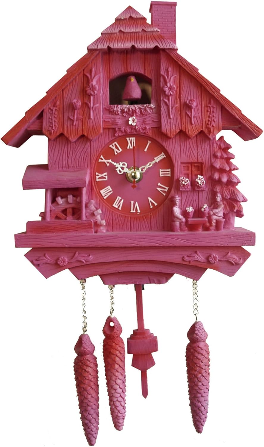 Silly Wall Clock Cuckoo, Polyresin, Pink Home & Kitchen