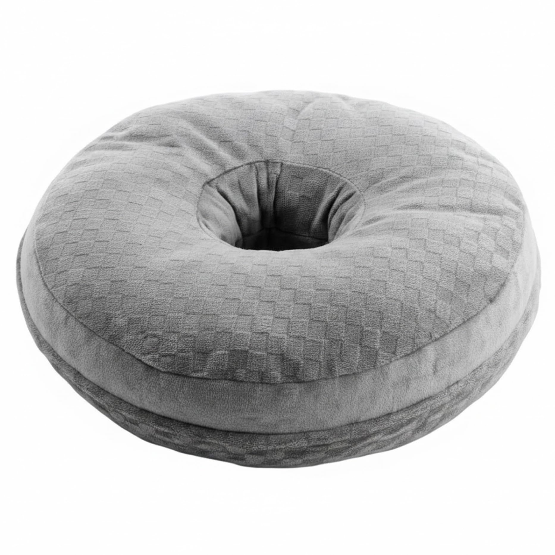 Coussin de perçage d'oreille en coton gris pour des nuits sereines sur le côté