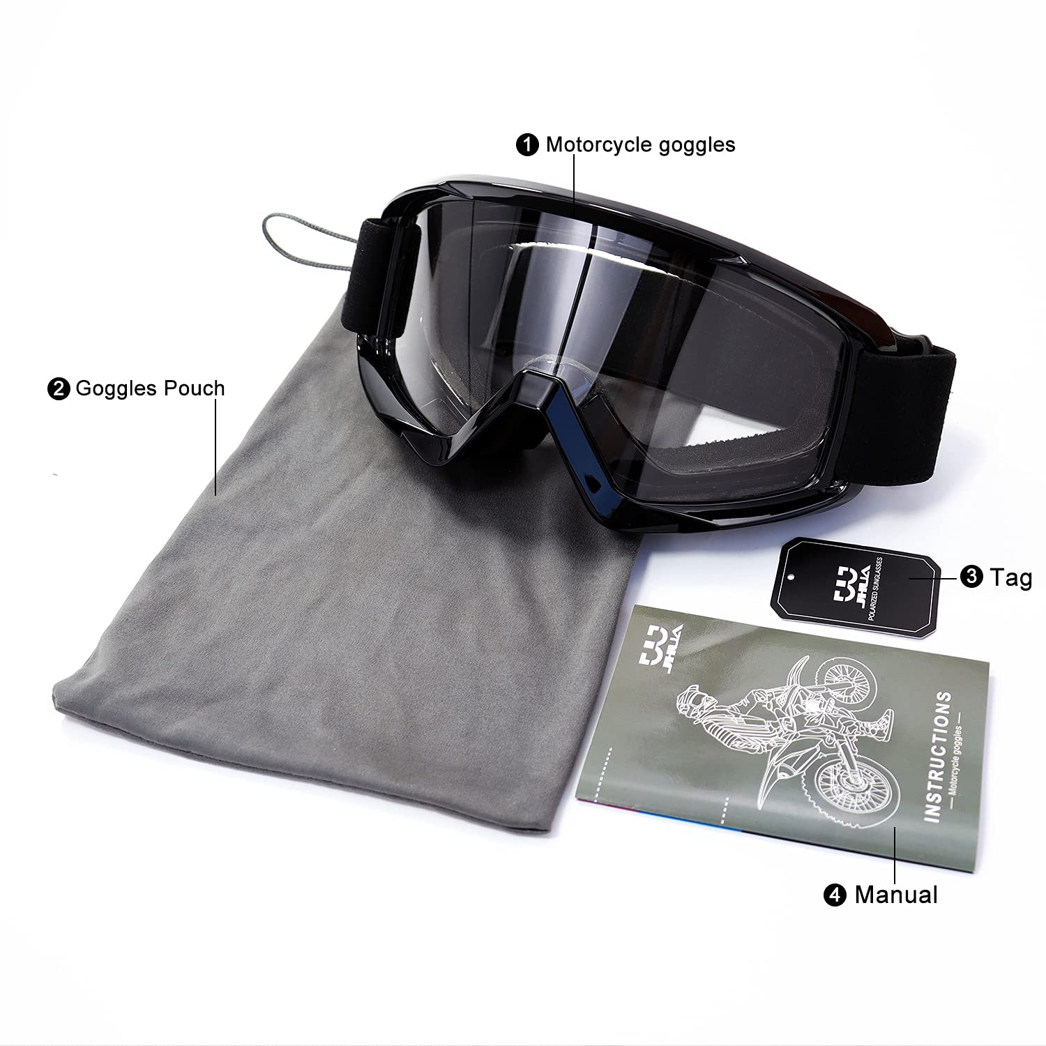AVV Occhiali da moto per uomo e donna, antivento, per ATV, Dirt Bike, anti UV, per equitazione, MTB, motocross
