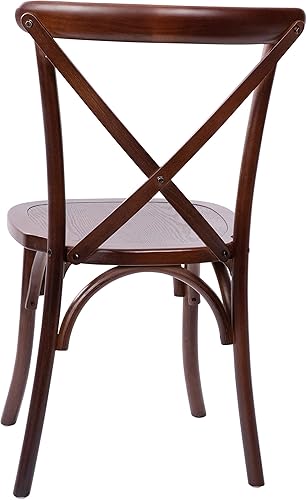 Miniatura 9 de Merrick Lane Bardstown X-Back Silla de comedor de madera con respaldo alto estilo bistró en nogal