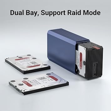 Dual 2.5 / 3.5 SATA Hard Disk Array Cabinet Dual Bays Hard Drive Enclosure with RAID Function USB3.0 Serial Port Disk Array Box with Fan for Desktop PC Laptop