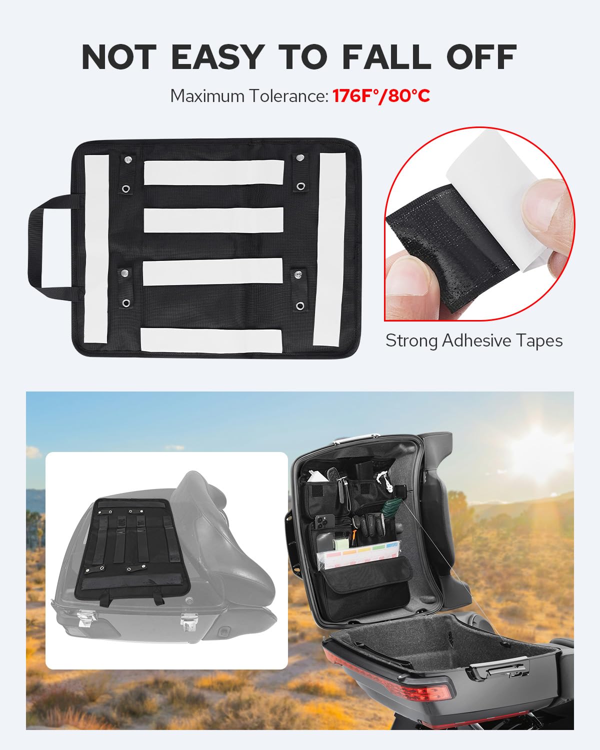 Benlari Tour Pack Lid Organizer Bag For Harley Touring Models (2014-2024) - Waterproof Storage Liner
