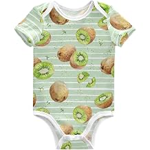 Newborn Baby Romper Watercolor Kiwi Fruit Mint Green Stripes Short Sleeve Jumpsuit Bodysuit Infant Outfits 3M