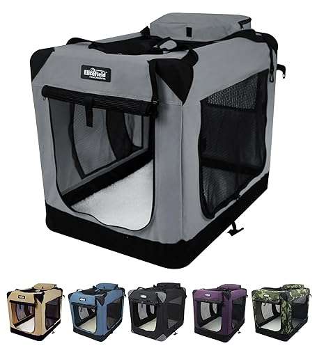 EliteField 3-Door Folding Soft Dog Crate with Carrying Bag and