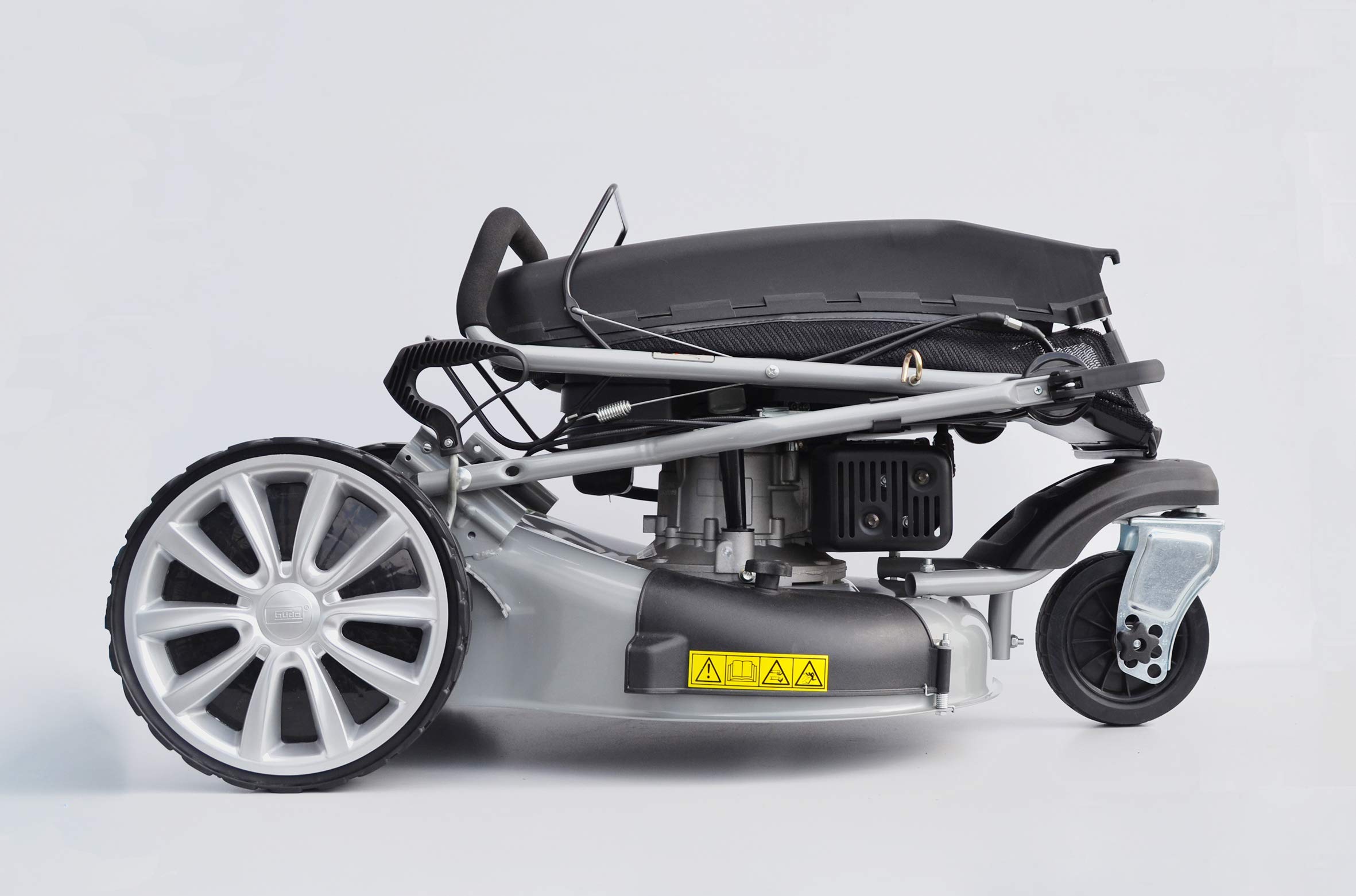 GÜDE Rasenmäher Benzin mit Antrieb Premium Big Wheeler Trike 515 D mit Radantrieb 4in1 | 4-Takt | 196ccm | 5,03PS | 51cm Schnittbreite | 65l Fangkorb | 6-Fach Schnitthöhenverstellung | Silber schwarz