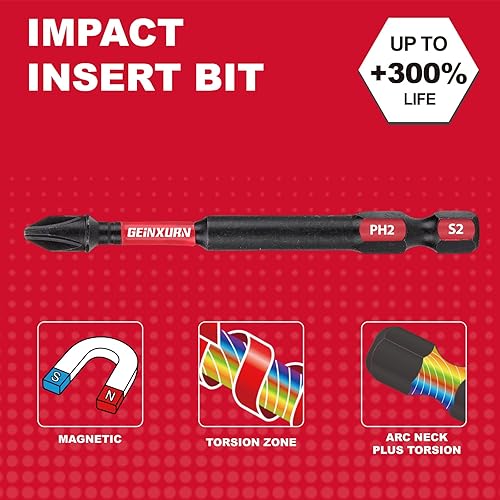 Miniatura 4 de Impact Tough #2 Phillips - Juego de 30 puntas de destornillador PH2 a granel de 3 pulgadas