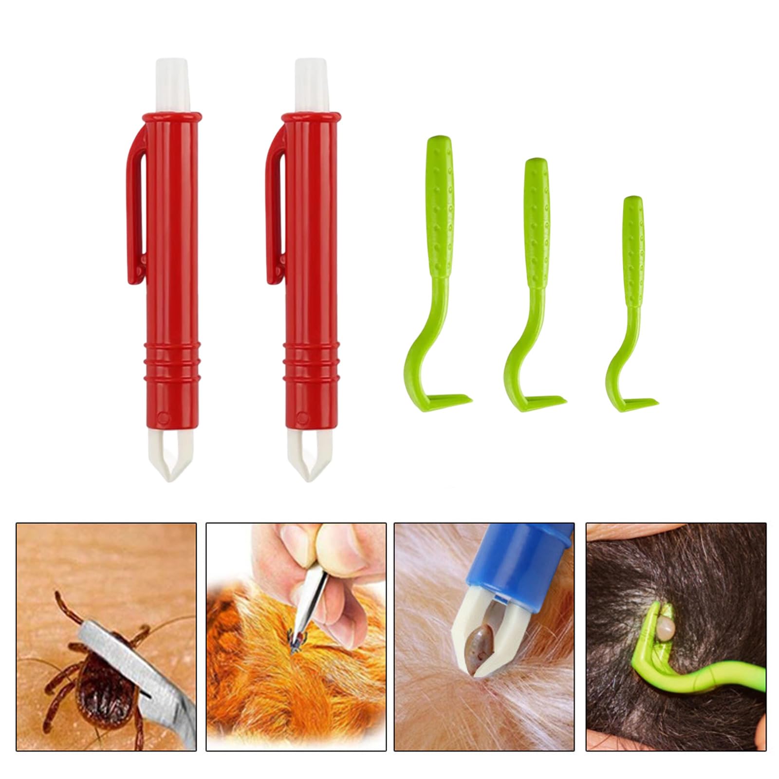 3-in-1 Tick Removal Kit - Includes 3 Hook Tools + 2 Precision Tweezers for Safe Tick Removal on Dogs Cats & Humans - Image 2
