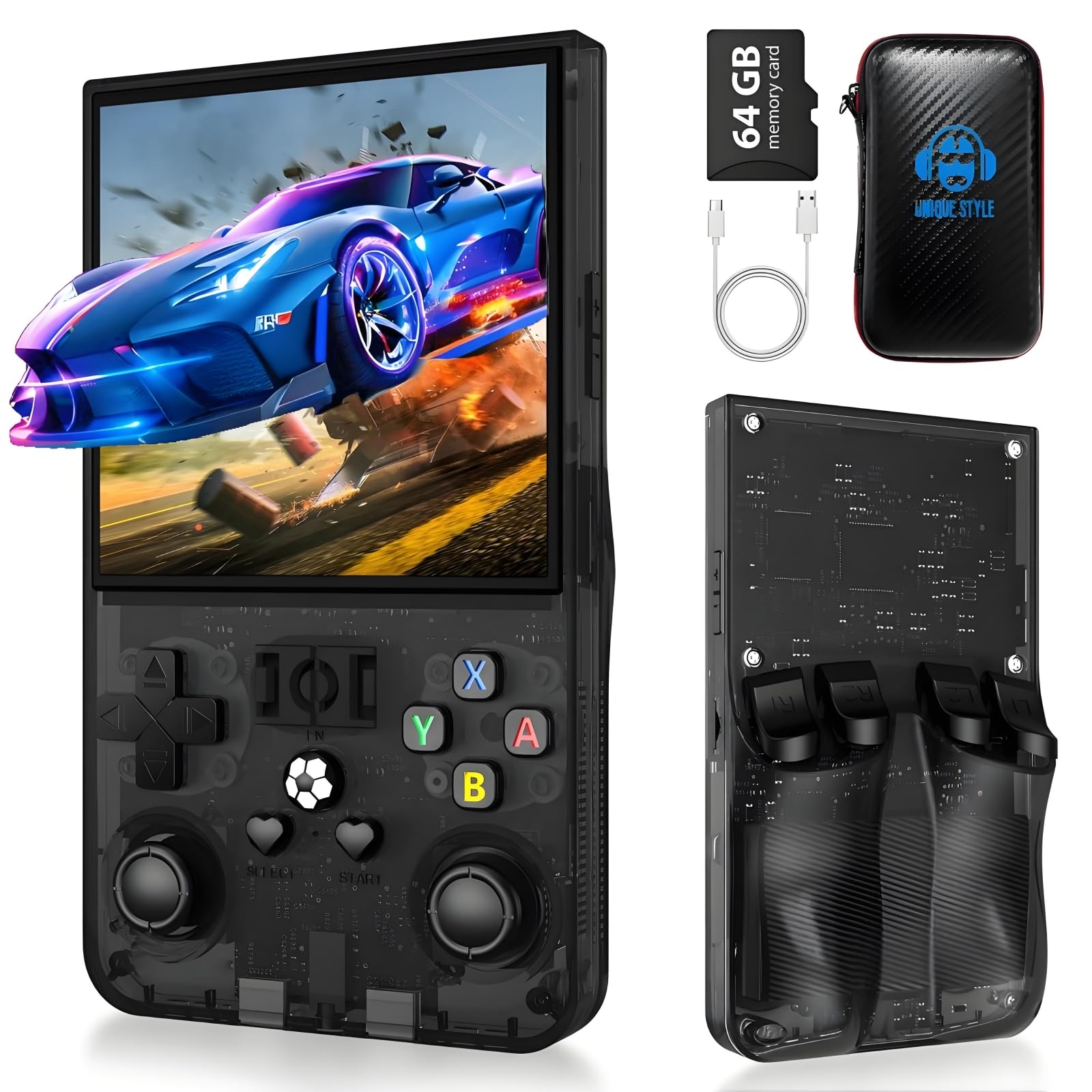2025 New Upgrade R36MAX Retro Handheld Game Console , 4.0 Inch IPS Video Gaming Console with 64GB TF Card Over 20000+ Pre-Installed Retro Games,