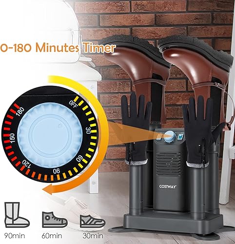 Miniatura 4 de COSTWAY Boot Dryer, Shoe Dryer with 180 Mins Timer & Heating Blower, Ozone Disinfection, Extendable Design