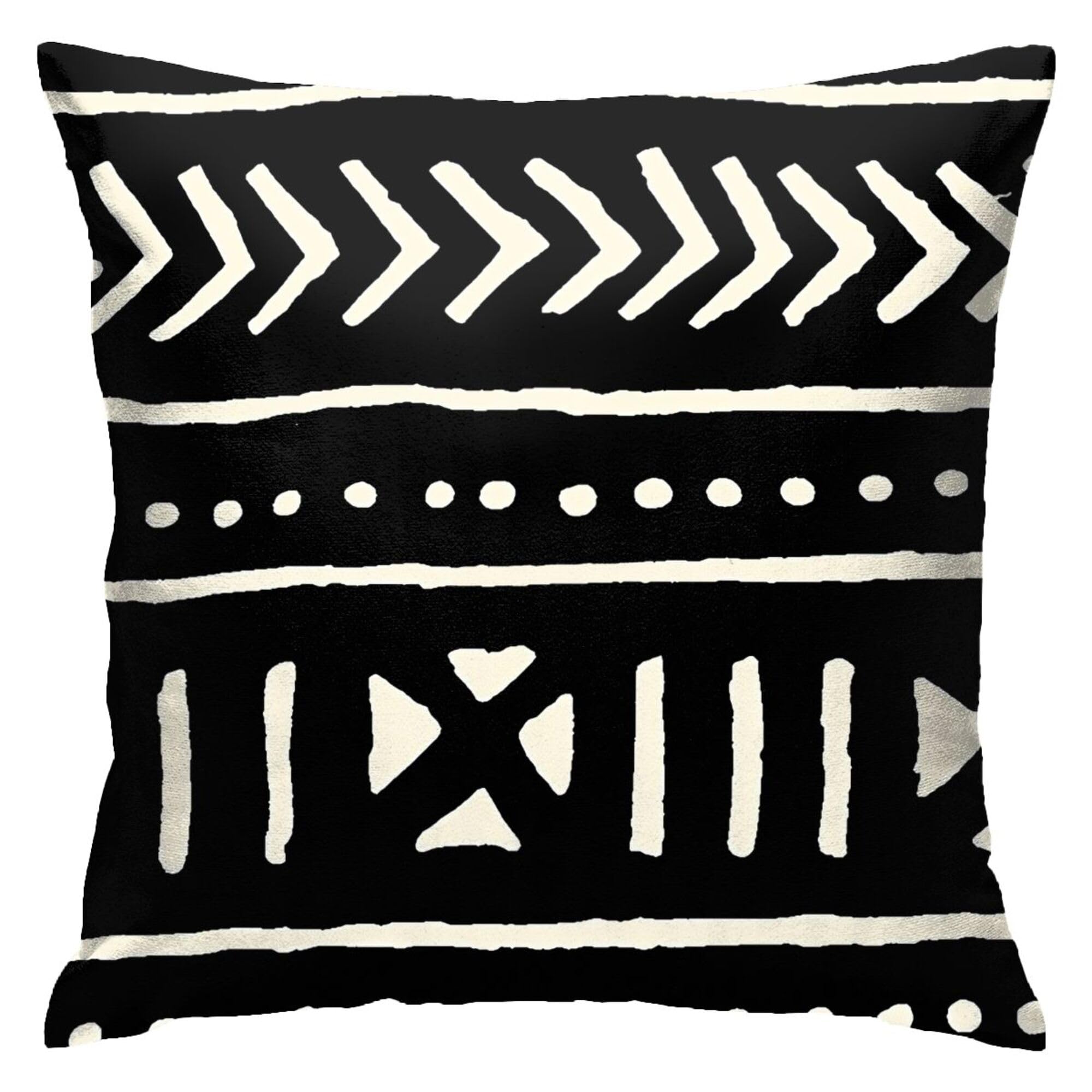 Throw Pillow Covers Decorative Square African Mud Cloth Black and White Pillow Cases Soft Cushion 18''X18'' for Home Decor