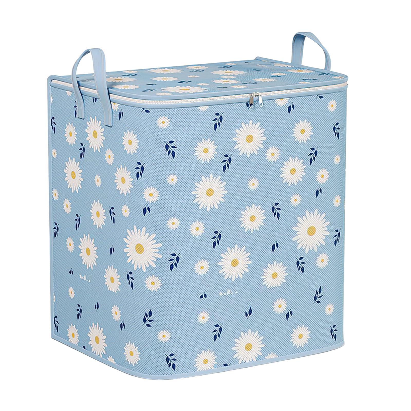 100L Large Capacity Storage Bags for Clothes & Comforters, Thick Non-Woven Fabric Foldable Storage Organizer with Reinforced Handles for Home, Wardrobe, Moving & Travel (Blue Daisy) โ image 1