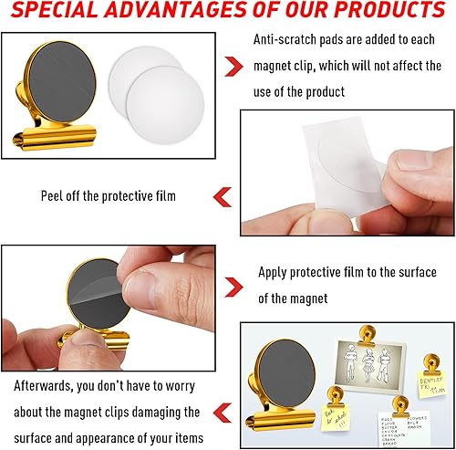 Vista 22 de FINDMAG Paquete de 12 clips magnéticos para colgar fotos y mostrar fotos, ideal para refrigerador, exhibición de fotos de graduación y soportes